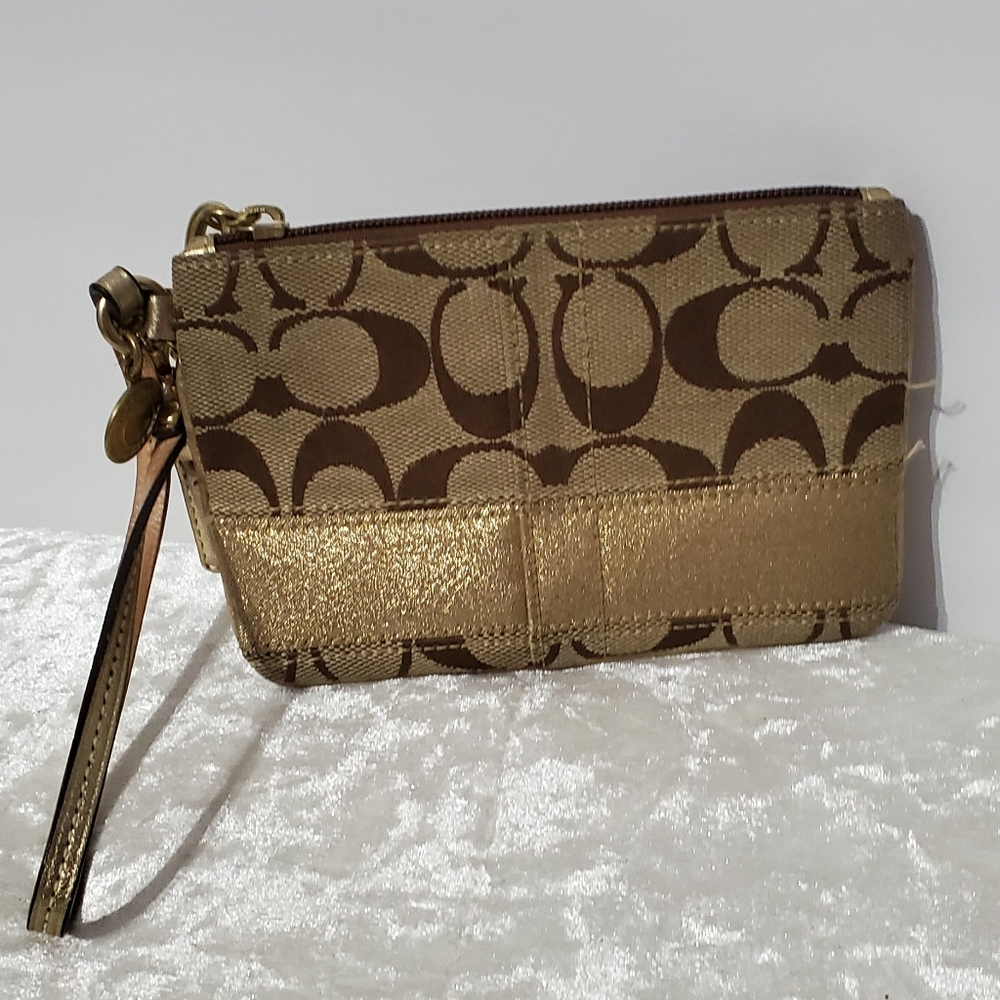 Coach Tan Monogram Wristlet